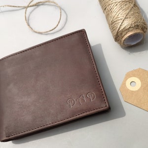 Cartera de cuero personalizada para cumpleaños - Regalo de cuero para papá, esposo, novio, cartera personalizada para hombre, regalo del Día del Padre