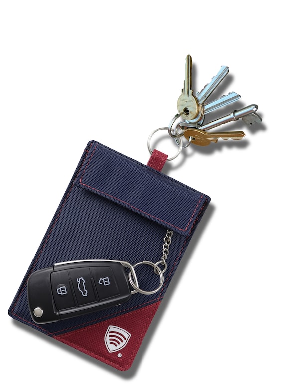 Small Faraday Pouch RFID Small Car Key Signal Blocking Pouch with Hook  Securing Keyring for Car Keys Anti-Theft Remote Entry