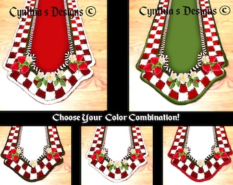 Table Runner Strawberries & Checkers  -Rectangular/Oval  ...NEW Original Design Hand Crocheted!   *Other Available Colors and Sizes!