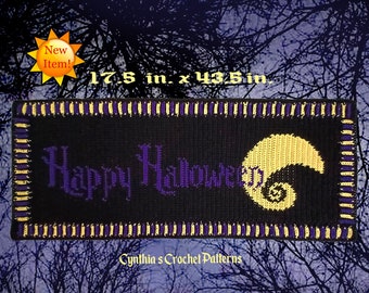 Happy Halloween Moon Table Runner  -Hand Crocheted!