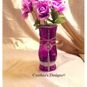 8.5&quot; Jeweled & Hand Painted Glass Vase Hour Glass Shaped   -Cynthia&#39;s Exclusive Design!  (Flowers Not Included)