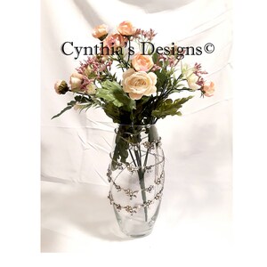 10&quot; Dainty Flower Jeweled Vase   -Cynthia&#39;s Exclusive Design!  (Flowers Not Included)