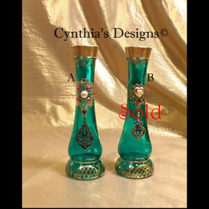 8.5&quot; Jeweled & Hand Painted Slender Glass Vase   -Cynthia&#39;s Exclusive Design!  (Flowers Not Included)