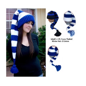 4&#39; Adult Winter Hat  -2 Colors of Your Choice, And Choose Your Own Striping Pattern!