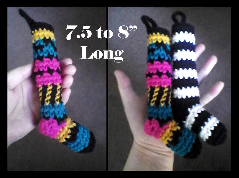 Set of 6 Extra Long Striped Carnival Colored Mini Christmas Stockings!