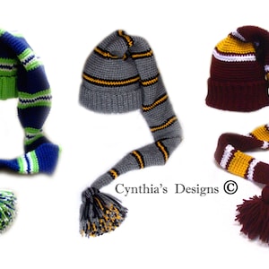 4&#39; Adult Winter Hat -3 Colors of Your Choice, And Choose Your Own Striping Pattern!