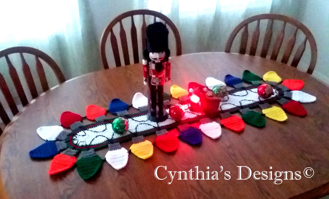 Christmas Lights Table Runner/dresser Scarf original Design Etsy