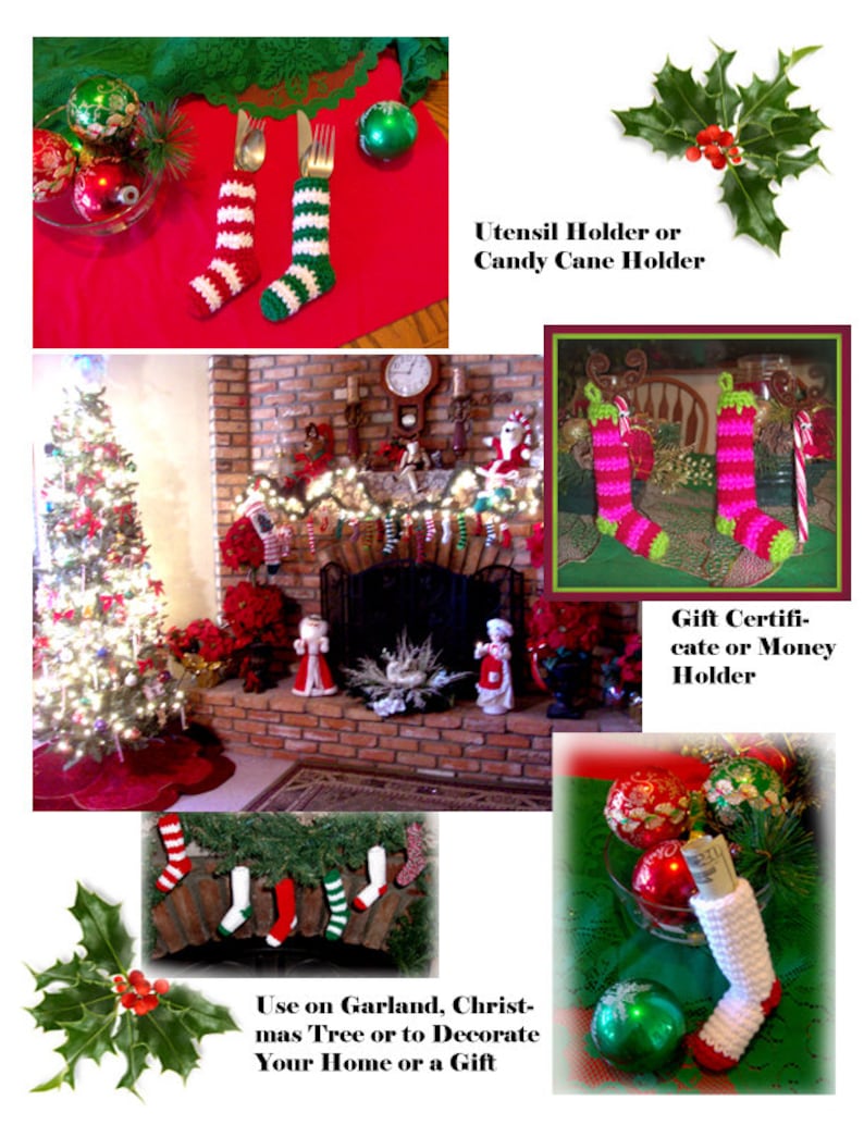 Set of 6 Extra Long Striped Carnival Colored Mini Christmas Stockings!