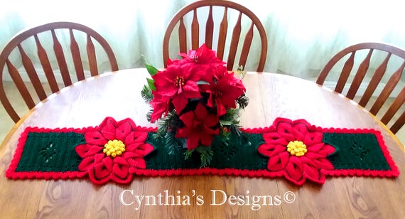 Crochet Poinsettia Table Runners Christmas Wikii