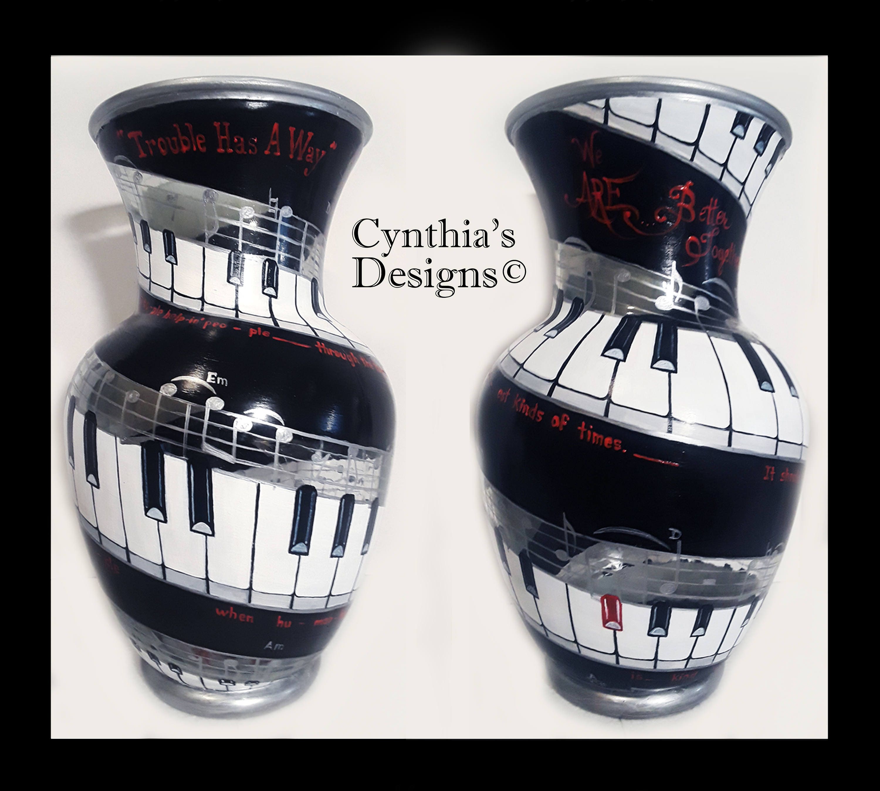CUSTOM VASE Hand Painted/sculpted Piano/music Lyrics Design Etsy UK