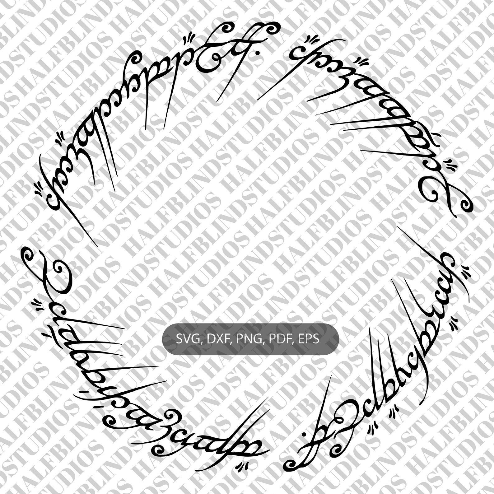 Lord Of The Rings Ring Text Lord of the Rings inscription svg dxf png digital download | Etsy
