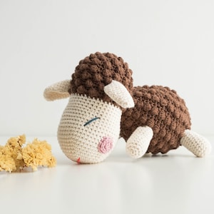 Cute Crochet Sheep, Brown Sheep Doll, Handmade Sheep for kids image 1