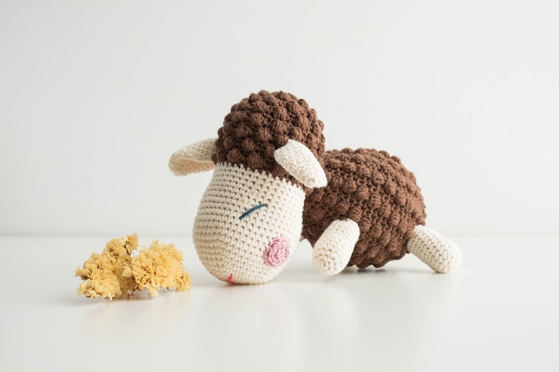 Cute Crochet Sheep, Brown Sheep Doll, Handmade Sheep for kids image 1