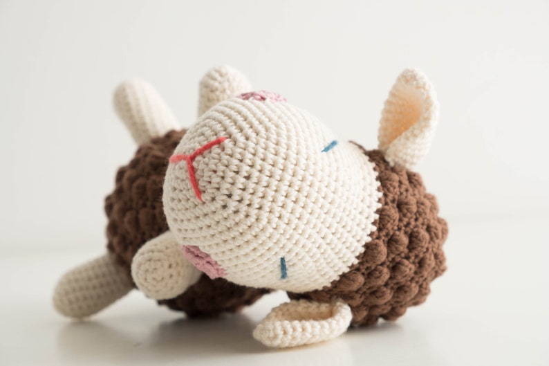 Cute Crochet Sheep, Brown Sheep Doll, Handmade Sheep for kids image 3