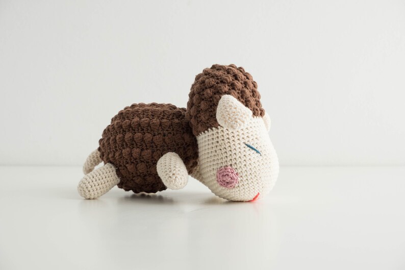 Cute Crochet Sheep, Brown Sheep Doll, Handmade Sheep for kids image 2