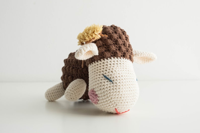 Cute Crochet Sheep, Brown Sheep Doll, Handmade Sheep for kids image 6