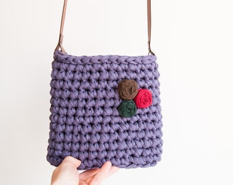 Bolso Bandolera Morado , Bolso trapillo, Bolso Crochet