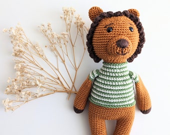 Crochet Lion Toy, Handmade Cotton Nursery Decor