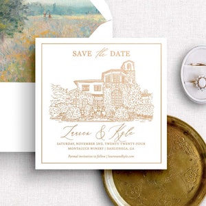 Rose Gold Foil Custom Wedding Venue Save the Date, Square Save the Date, Foil Save the Date, Save the Date, Luxury Save the Date