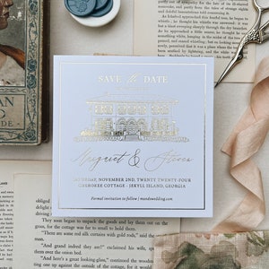 Custom Venue Illustration Save the Date, Square Save the Date, Foil Save the Date, Save the Date, Luxury, Watercolor Save the Date, Timeless