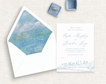Letterpress Beach Save the Date, California Invitations, Beach Wedding, Coastal Wedding Invitations, Beach Save the Date, Beach Invitations