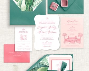 Palm Beach Letterpress Invitation Suite - Letterpress Wedding Invitations, Luxury, Palm Beach Wedding, Elegant, Sophisticated, Romantic