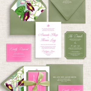 The Floridian Wedding Invitation Suite, Tropical Wedding, Pink and Green, Florida Wedding, Invitations, Colorful Invites, Modern
