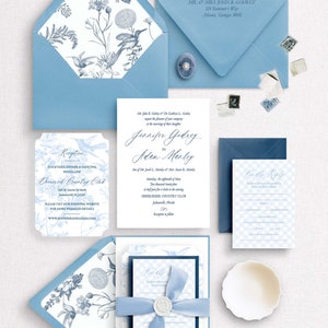 De Gingham uitnodigingssuite - tijdloze huwelijksuitnodigingen, luxe bruiloft, aangepaste huwelijksuitnodiging, elegante bruiloft, romantisch, op maat