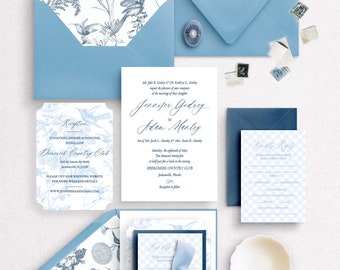 The Gingham Invitation Suite - Timeless Wedding Invitations, Luxury Wedding, Custom Wedding Invitation, Elegant Wedding, Romantic, Bespoke