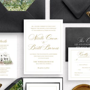 The Foliage Letterpress Invitation Suite - Letterpress Wedding Invitations, Luxury Wedding, Timeless, Elegant Wedding Invitations, Romantic