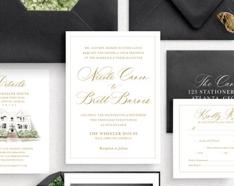 The Foliage Invitation Suite - Timeless Wedding Invitations, Luxury Wedding, Custom Wedding Invitation, Elegant Wedding, Romantic, Bespoke