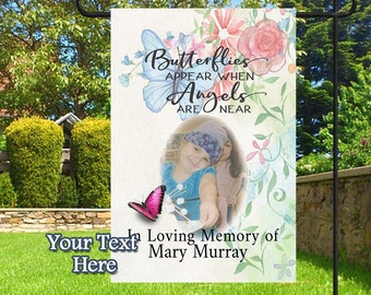 In Memory Photo Flag, Butterfly Memorial Garden Flag, Personalized Memorial Flag, Cemetery Decoration, Remembrance Flag