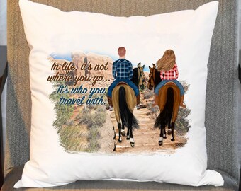 Horse Pillow Cover, Equestrian Gifts, Custom Horseback Riding, Build A Character Horse Pillow