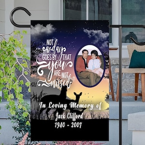 Memorial Photo Flag, In Memory Flag, Sympathy Flag, Remembrance Banner, Funeral Gifts, Cemetery Decorations