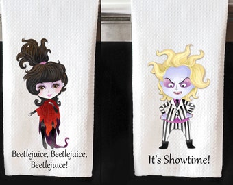 Beetlejuice Kitchen Towels, Halloween Kitchen Dish Cloths, Halloween Kitchen Decor