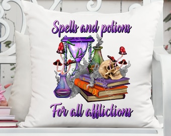 Halloween Spells And Potions Pillow Cover, Halloween Home Decor, Fall 'pillow Cover, Decorative Pillows