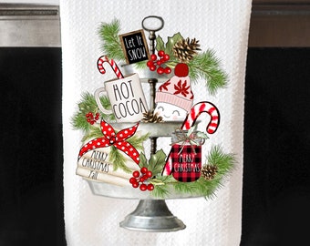 Christmas Tray Towel, Custom Christmas Towel, Holiday Dish Cloth