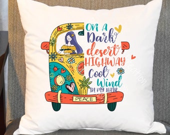 Hippie Decor, Retro Pillow Cover. Lyrics Pillow, Custom Pillow Cover, Hippie Van Decor, Hippie Home Decor, 80s Decor