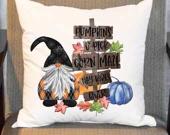 Halloween Gnome Pillow, Halloween Decor, Fall Pillow Cover, Custom Pillow Cover