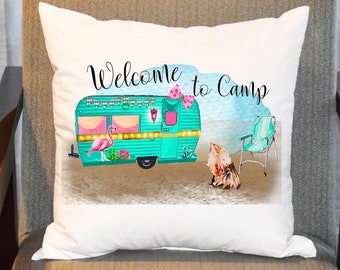 Welcome to Camp, Camp Pillow, Pillow Covers, Camp Decor, Camping Gifts