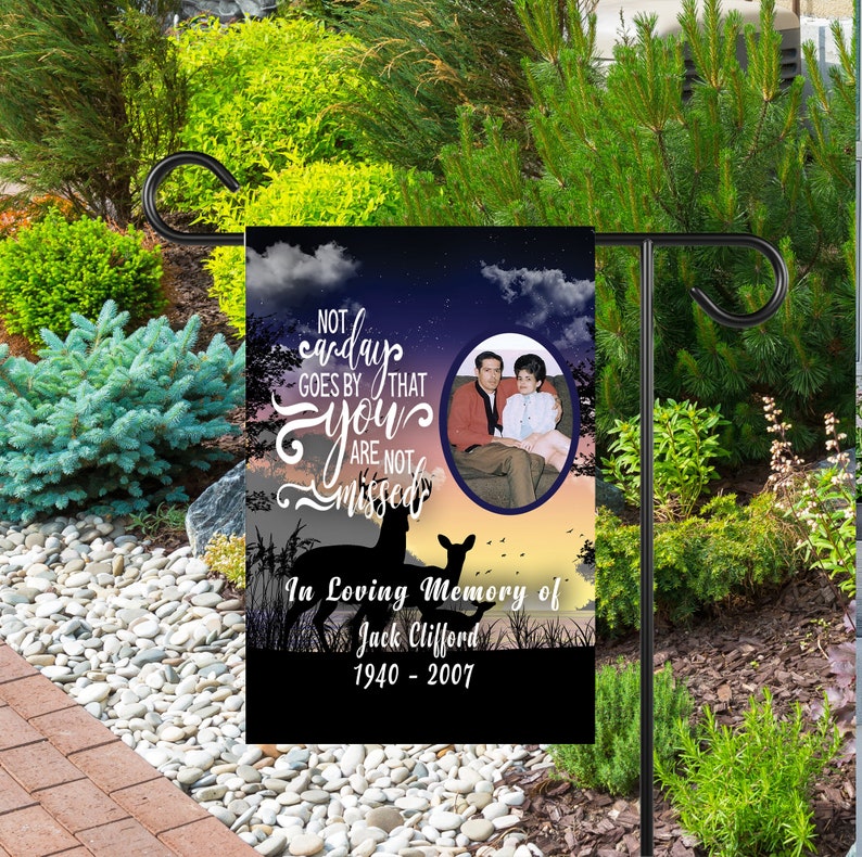 Memorial Photo Flag, In Memory Flag, Sympathy Flag, Remembrance Banner, Funeral Gifts, Cemetery Decorations