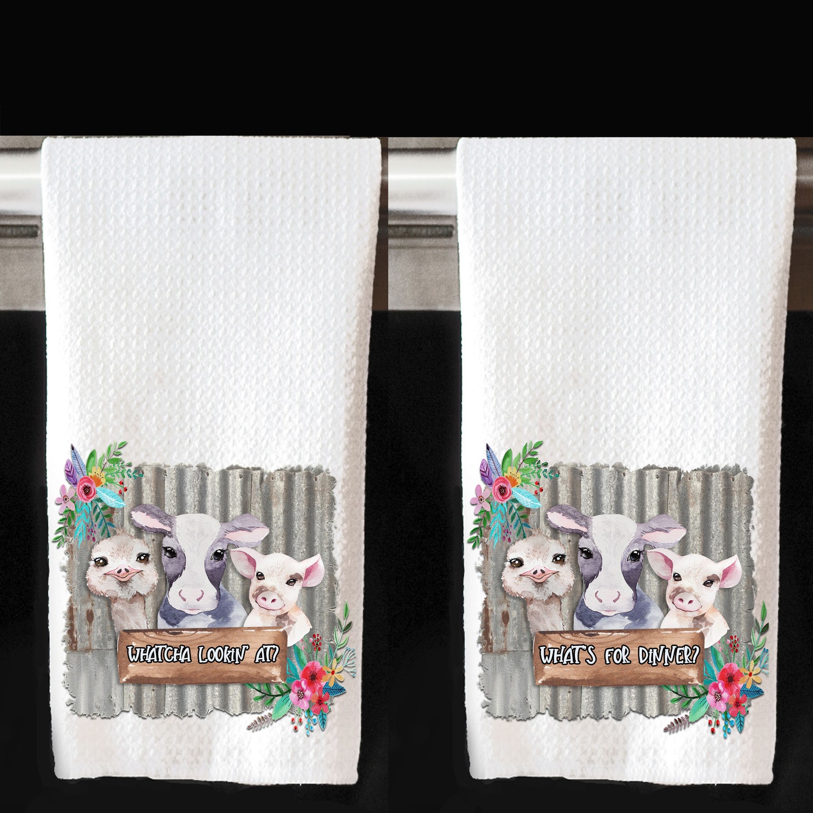 Farmhouse Kitchen Towels Cow Kitchen Towel Rustic Kitchen Etsy