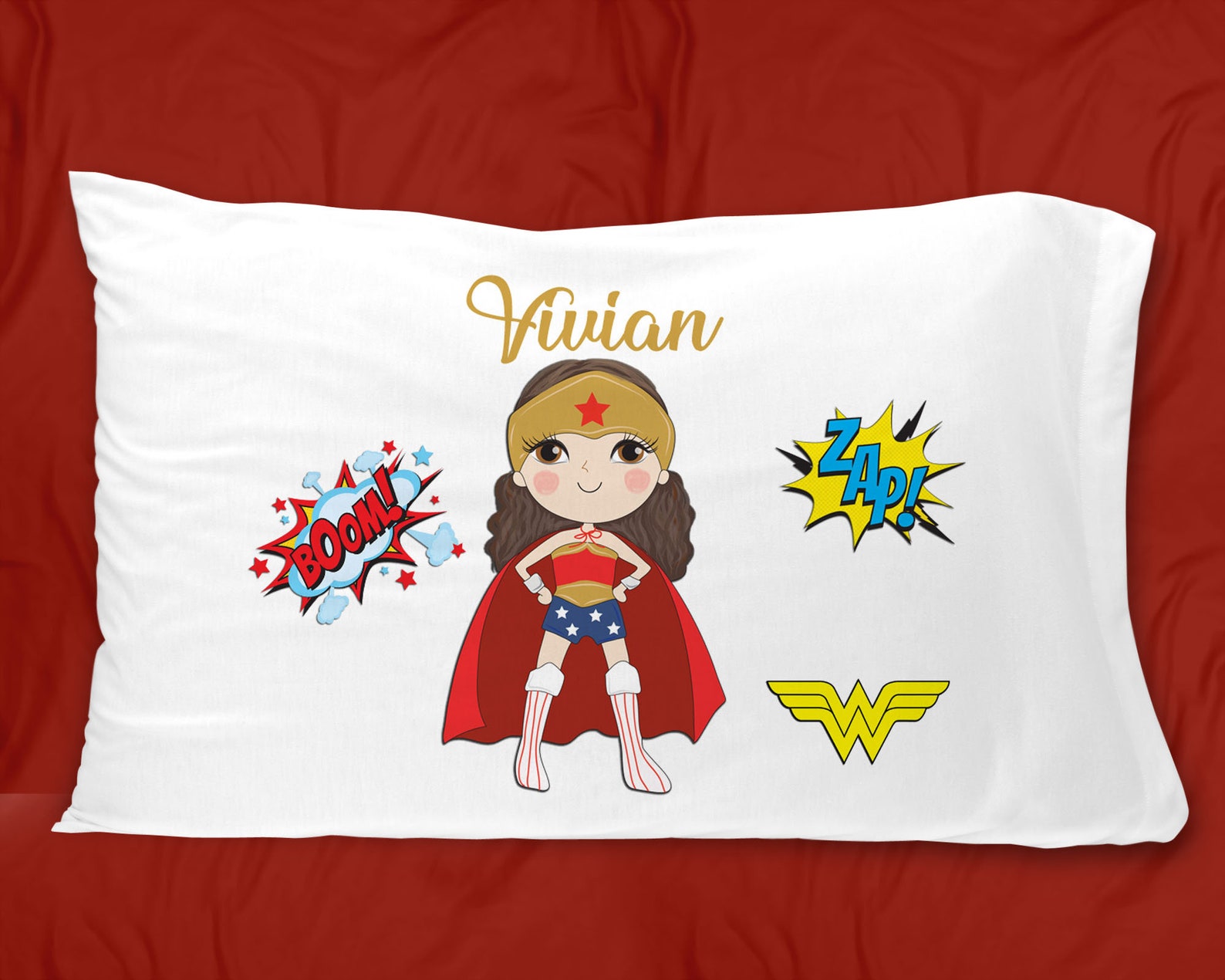 Personalized Girls Superhero Pillowcase Personalized Kids Etsy