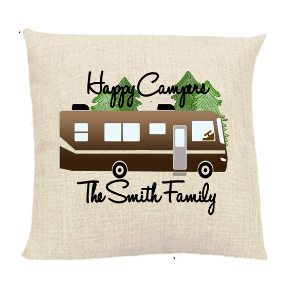 Happy Camper Pillow Cover Personalized Pillow Camping Pillow Etsy