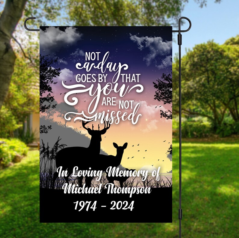 Memorial Photo Flag, In Memory Flag, Sympathy Flag, Remembrance Banner, Funeral Gifts, Cemetery Decorations