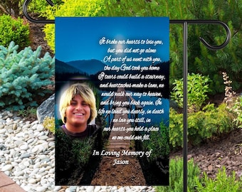 Personalized Memorial Garden Flag – In Loving Memory Custom Photo Yard Flag – Outdoor Remembrance Flag for Loss of Loved One