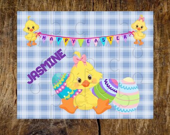 Charming vintage Easter girl and chick puzzle