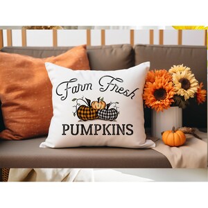 Farm Fresh Pumpkins Throw Pillow, Autumn Home Decor, Fall Harvest Decorative Cushion Cover, Fall Gifts, Autumn Pillow Cover