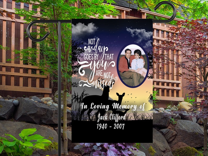 Memorial Photo Flag, In Memory Flag, Sympathy Flag, Remembrance Banner, Funeral Gifts, Cemetery Decorations