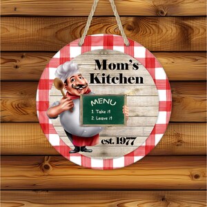 Personalized Chef Kitchen Sign, Custom Bistro Wall Hanging, Rustic Cafe ...